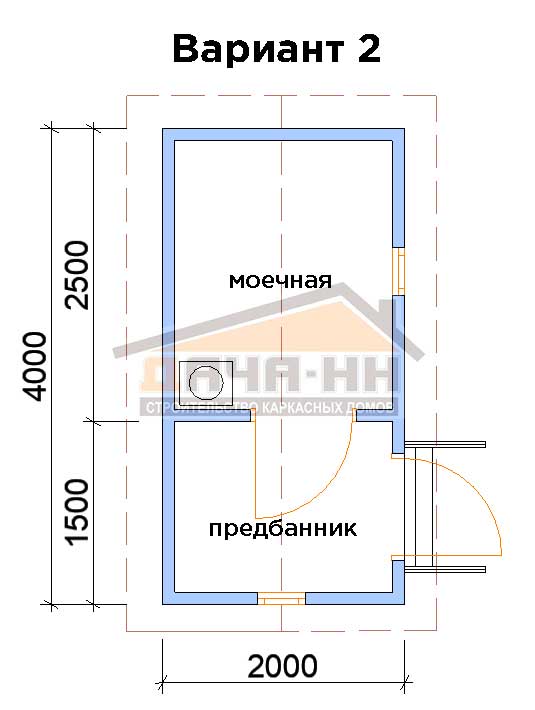 План каркасной бани №1