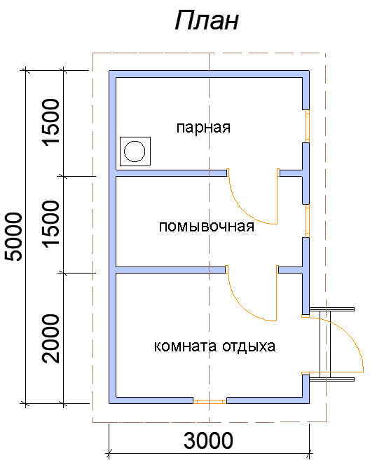 План каркасной бани №10