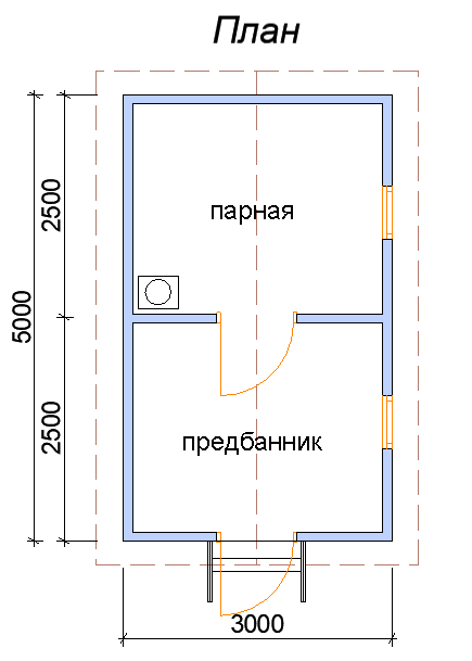 План каркасной бани №10