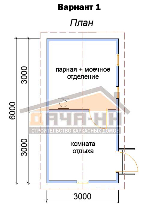План каркасной бани №11