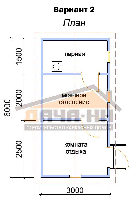 План каркасной бани №11