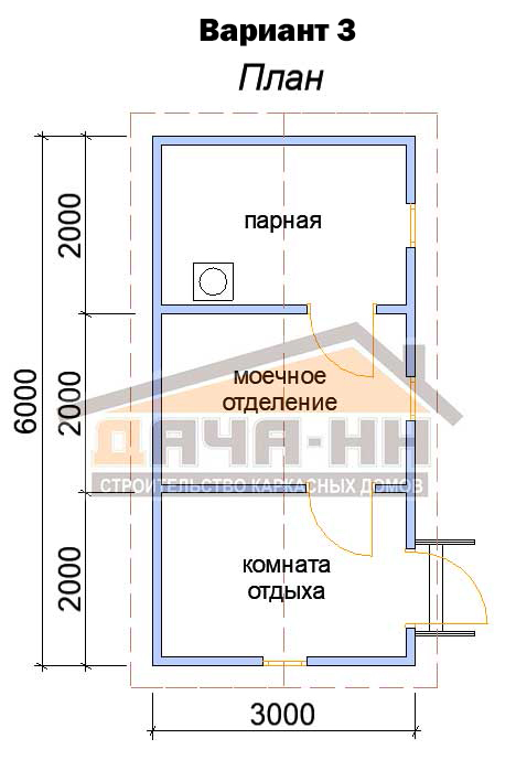 План каркасной бани №11