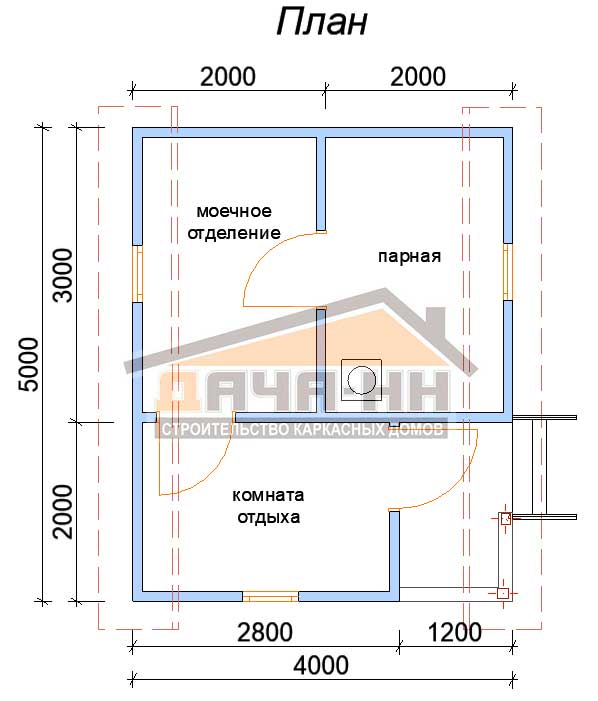 План каркасной бани №12