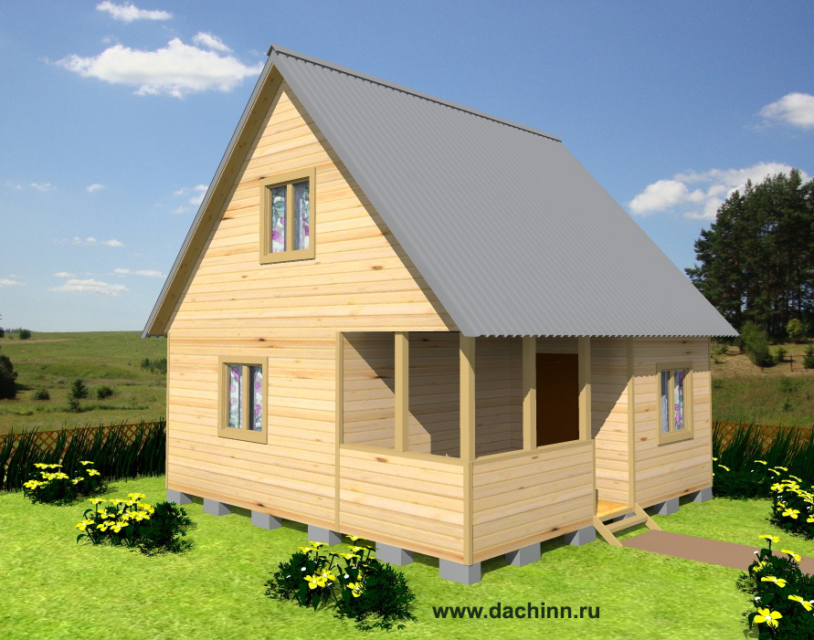 Двухэтажный каркасный дом с верандой и террасой №37