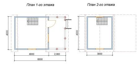 План двухэтажного каркасного дома с террасой №42