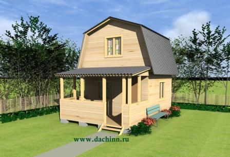 Двухэтажный каркасный дом с террасой №44