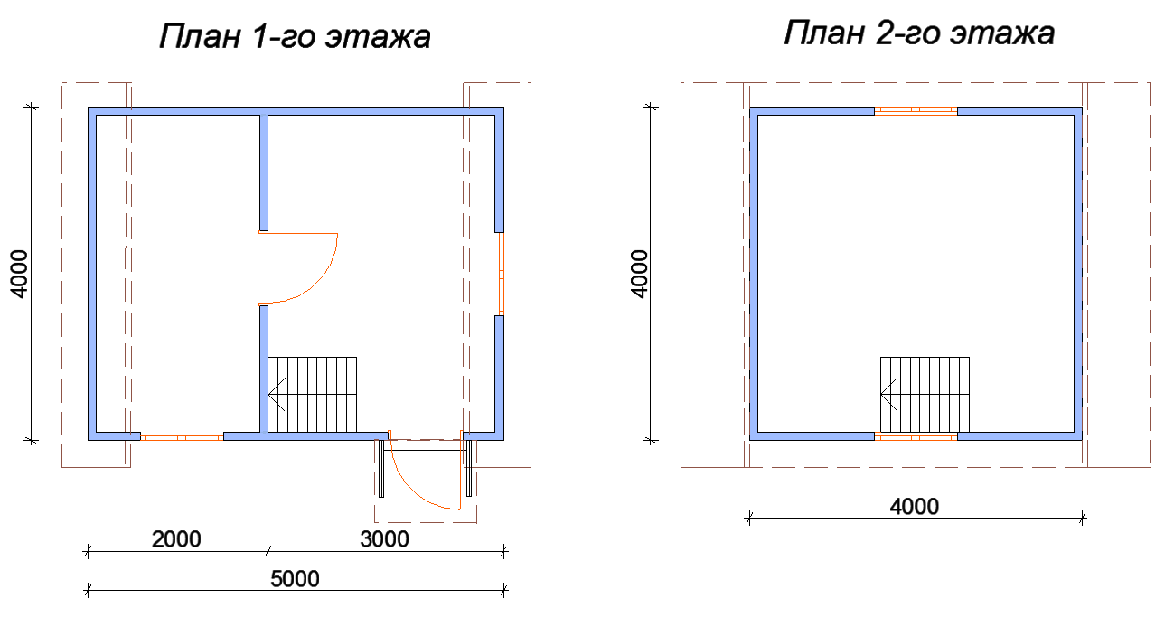 План двухэтажного каркасного дома №45