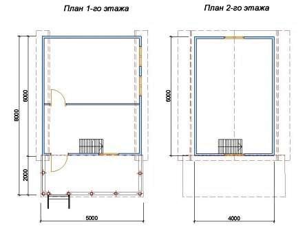 План двухэтажного каркасного дома с террасой №60