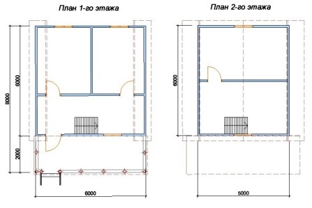 План двухэтажного каркасного дома с террасой №67