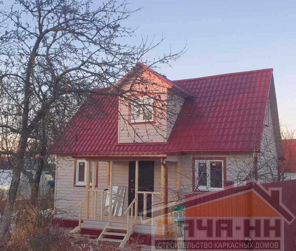 Двухэтажный каркасный дом 'Семейный' с дормером и крыльцом №89